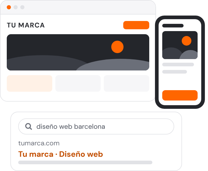 Una web que se ve bien en el móvil y en el ordenador, y que aparece en el buscador