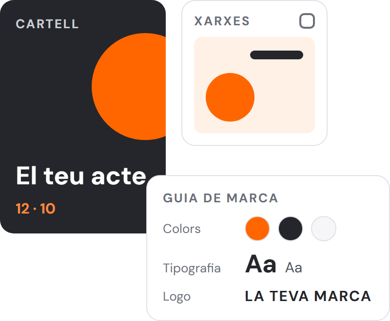 Disseny gràfic: un cartell, una imatge per a xarxes socials i la guia de marca