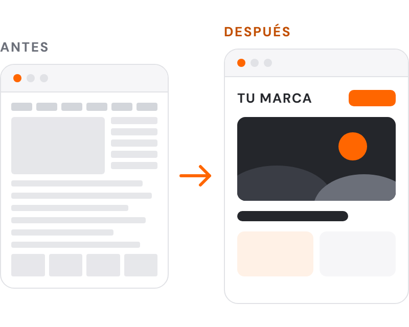 Rediseño de una web: la versión anterior y la nueva, más clara y ordenada